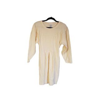 Moda INTL vintage skater dress size Medium long sleeve quilted cream